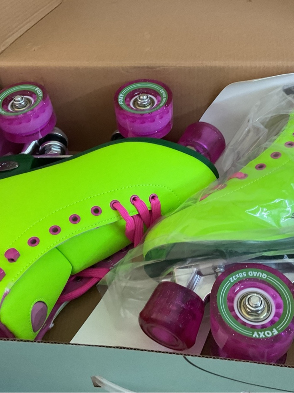 Women’s Lace-Up Roller Boots in Neon Green